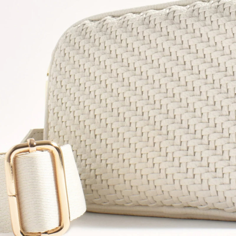 Percy Weave Crossbody Bag (Cream)