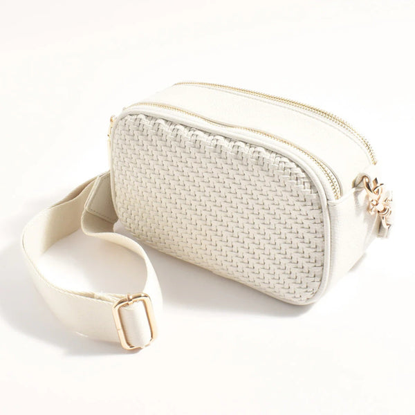 Percy Weave Crossbody Bag (Cream)