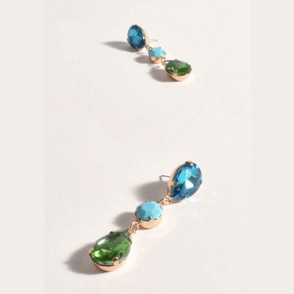 Portia Jewel Drop Earrings (Blue/Green)
