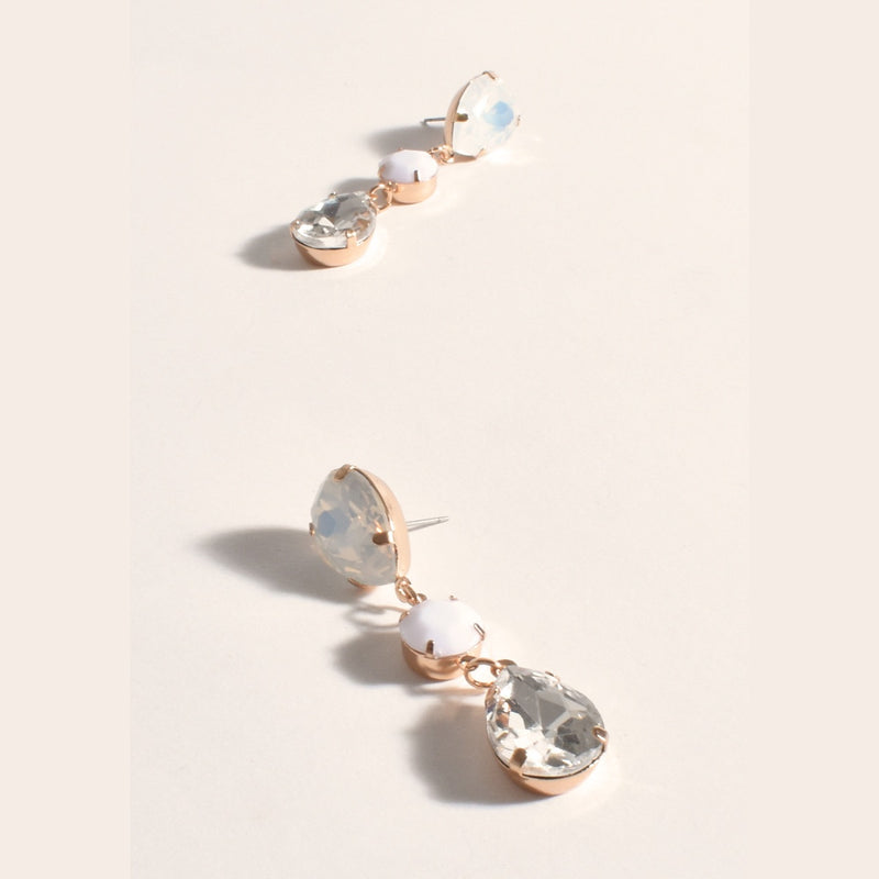 These drop earrings have a stud closure