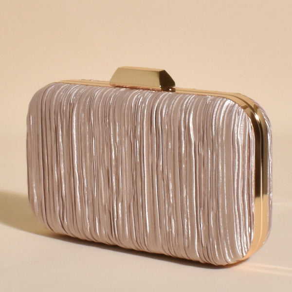 Portia Pleated Event Clutch Light Gold LUNAMAY