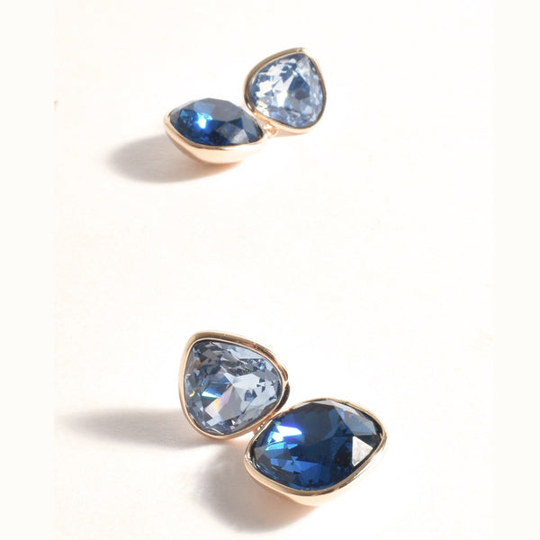 Presley Two Tone Jewel Earrings (Blue/Gold)