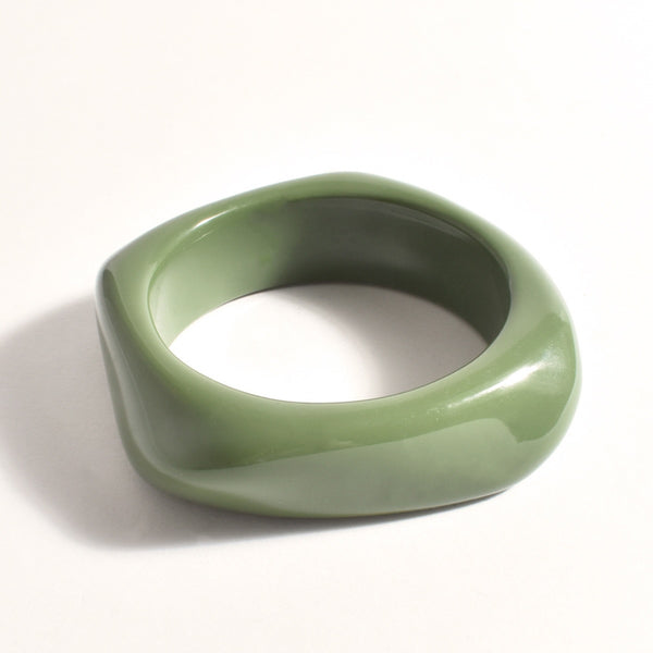 Green Resin Bangle in an abstract shape