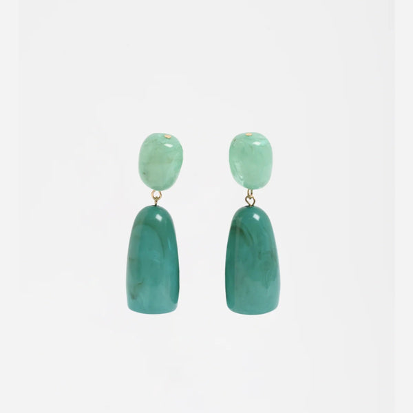 Resin Drop Statement Earrings (Teal/Green)