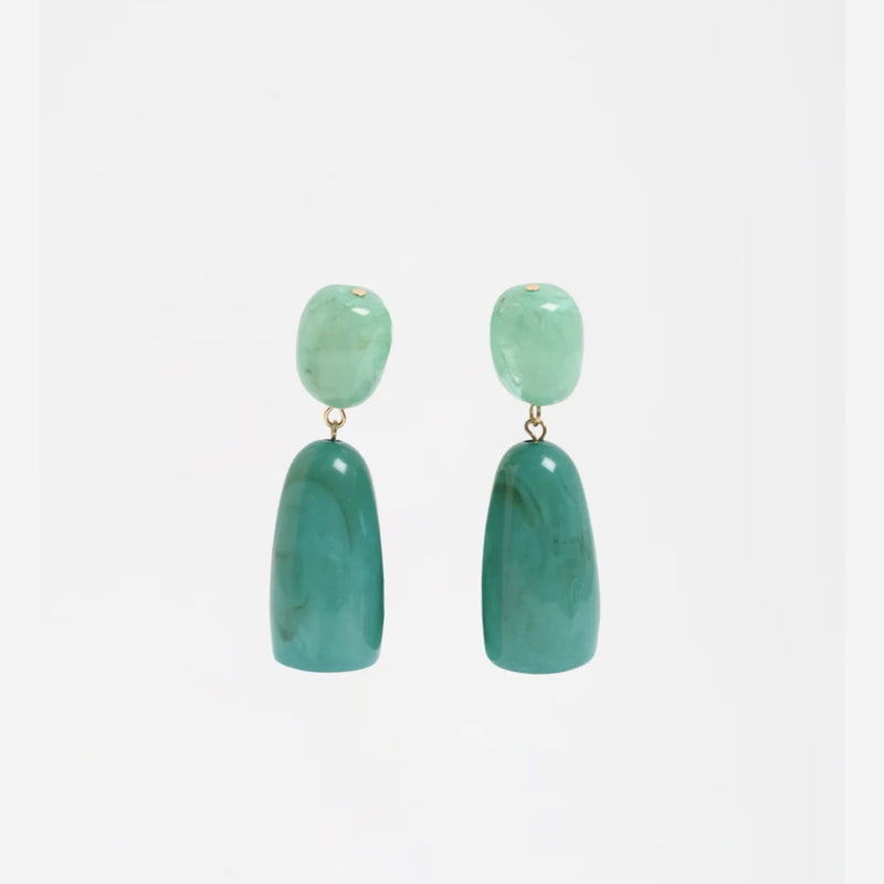 Resin Drop Statement Earrings (Teal/Green)