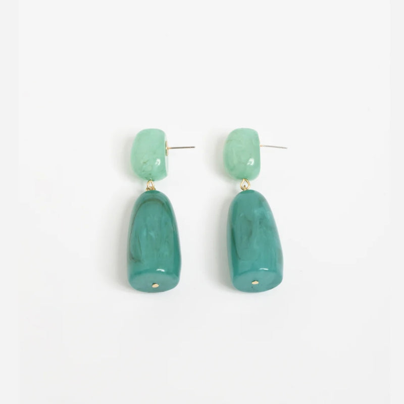 Resin Drop Statement Earrings (Teal/Green)