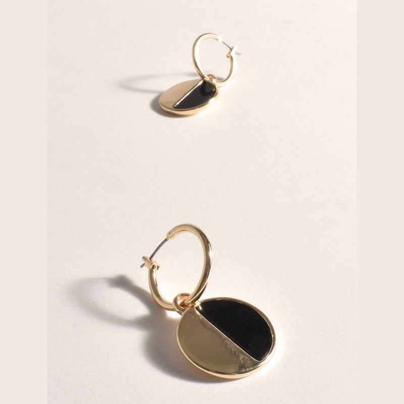 Resin Half Metal Hoop Earrings have a clip in closure