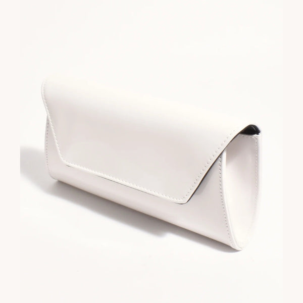 Suzie Gloss Fold Over Clutch in a stone colour.