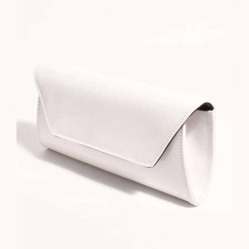Suzie Gloss Fold Over Clutch in a stone colour.