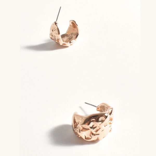 Textured Curved Front Earrings in Gold