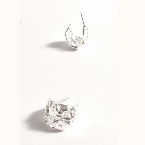 Our Textured Curved Front Earrings in Silver.