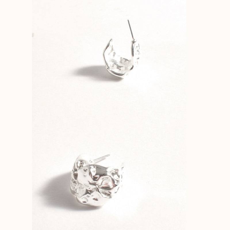 Our Textured Curved Front Earrings in Silver.