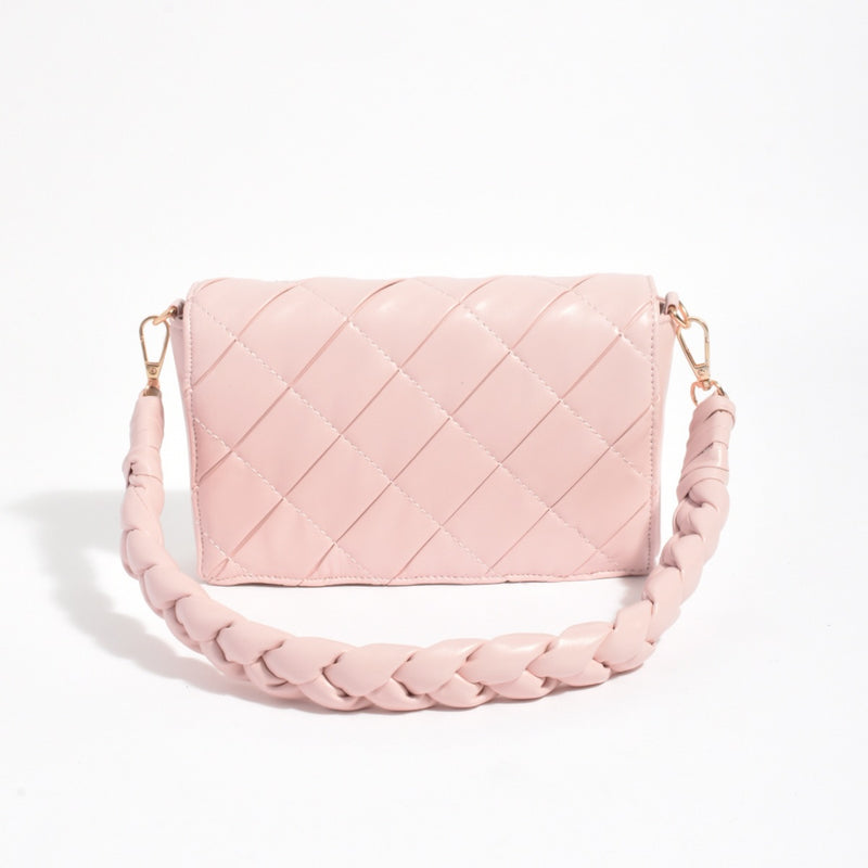 Torie Plait Handle Foldover Handbag (Pink)