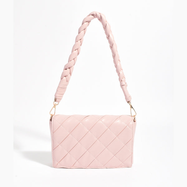 Torie Plait Handle Foldover Handbag (Pink)