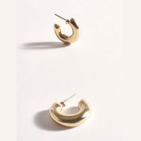 Trinity Tube Hoop Earrings (Gold)