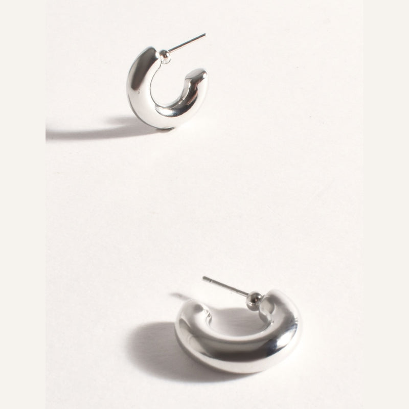 Trinity Tube Hoop Earrings (Silver)