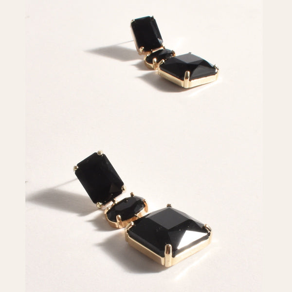 Trio Jewelled Earrings in Black