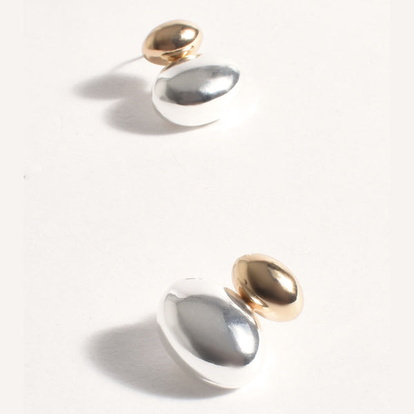 Two Tone Pod Shaped Earrings (Gold/Silver)