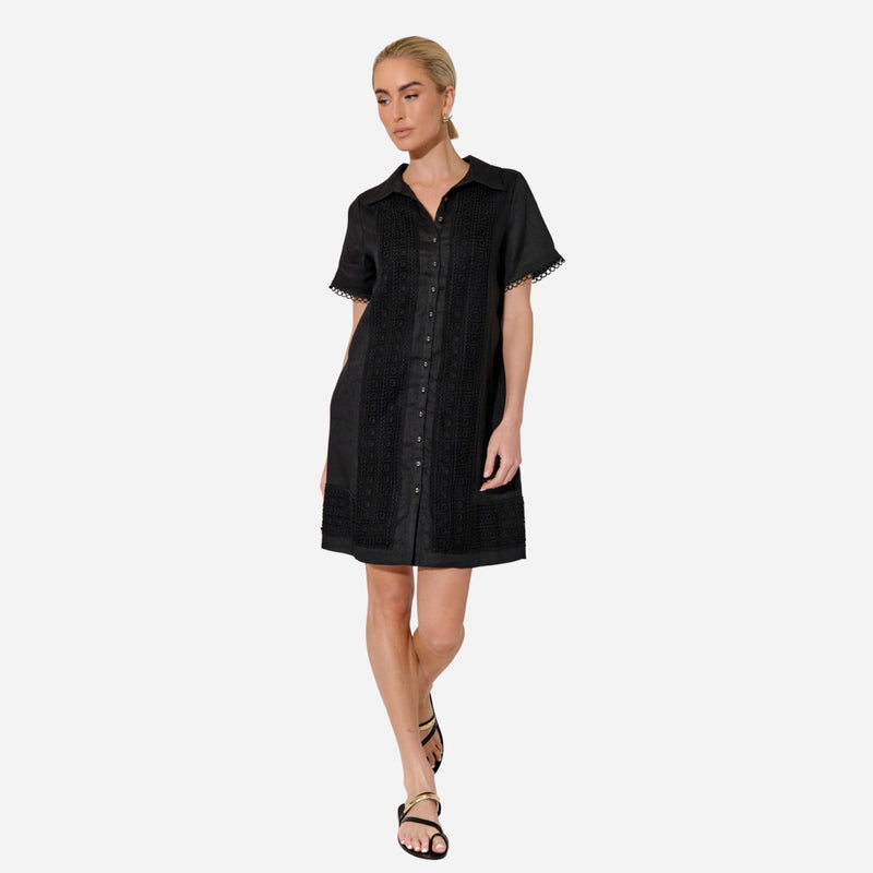 Vanessa Lace Panel Dress (Black)