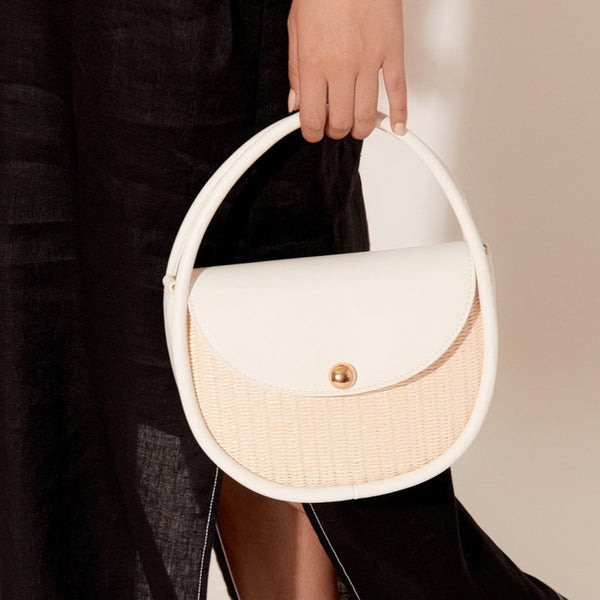 Violetta Woven Circular Bag (Cream)