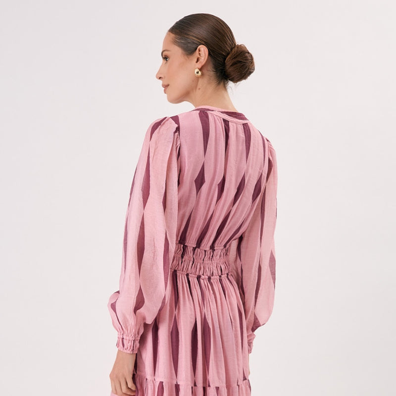 Close up of the upper back and the shirred waist.