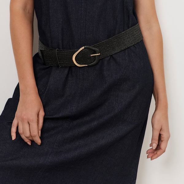 Wrapped Buckle Stretch Belt (Black)