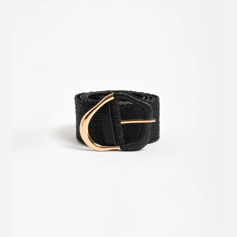 Wrapped Buckle Stretch Belt (Black)