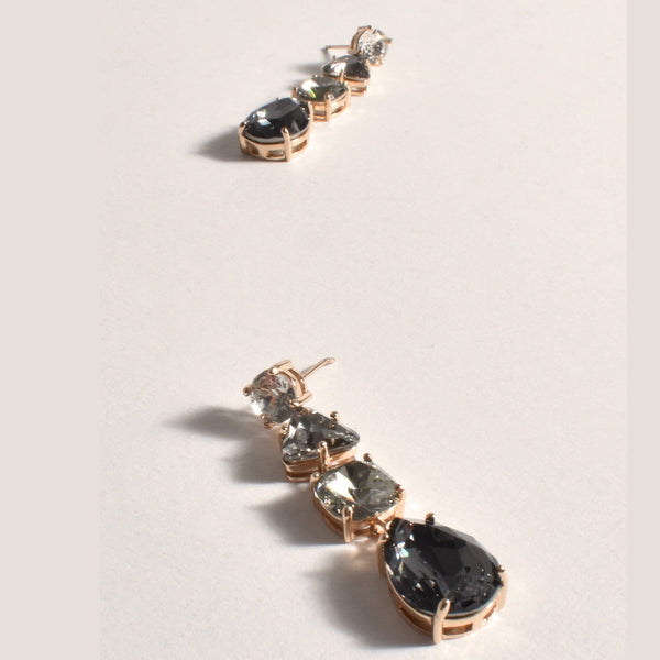 These gorgeous drop earrings have a mix of smoke colour and clear coloured jewels