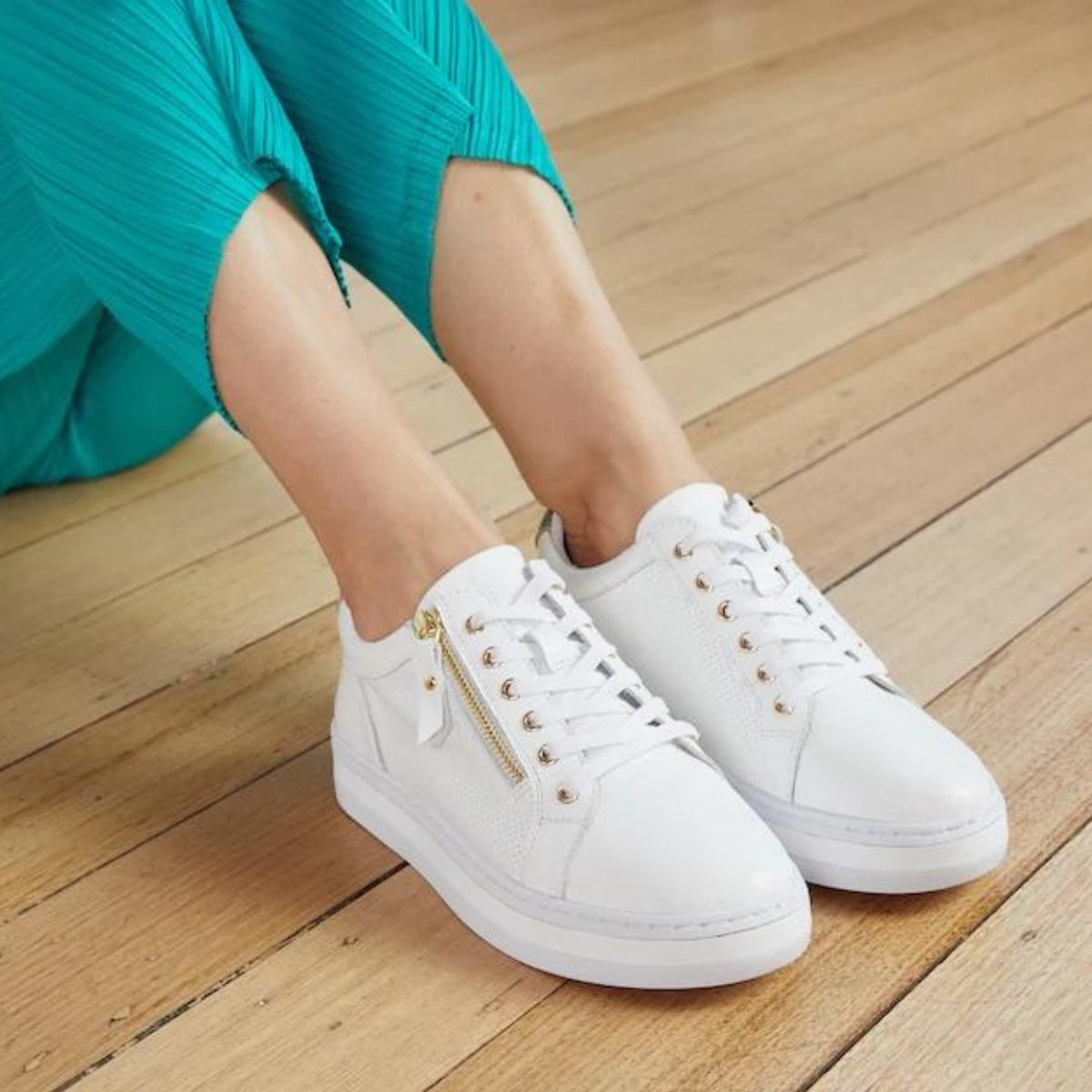 Alfie & Evie Pinny White Leather Sneakers LUNAMAY