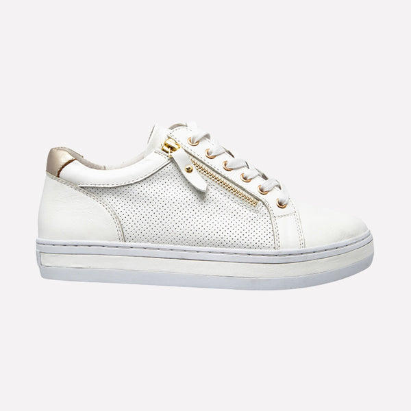 Alfie & Evie Pinny Leather Sneakers (White/Gold)