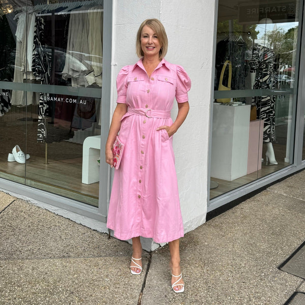 Rowland Denim Midi Dress in a lovely pink colour