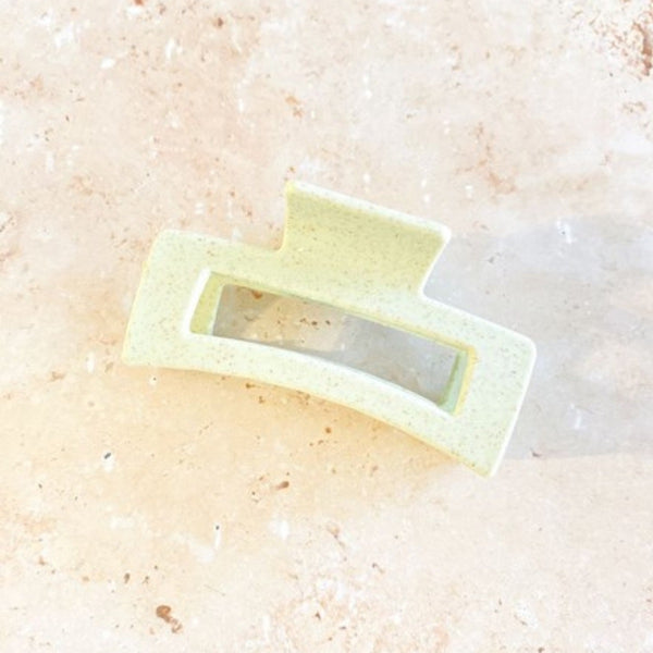 Marti Rectangle Hair Clip in a speckled green