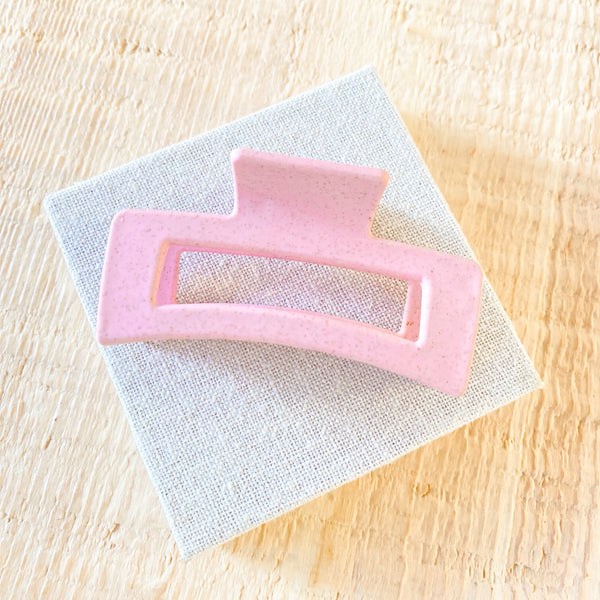Marti Rectangle Hair Clip in a speckled pink