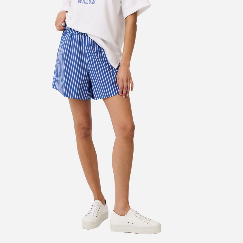 Our Paris Stripe Shorts are in blue and white