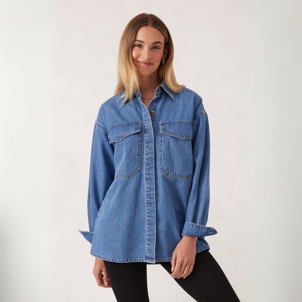 Ceres Essential Denim Shirt (Mid Blue)