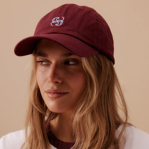 Monogram Cap by Ceres Life in burgundy.