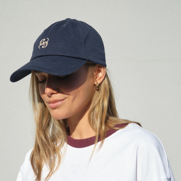 Ceres Life Monogram Cap in navy with Ecru stitch logo