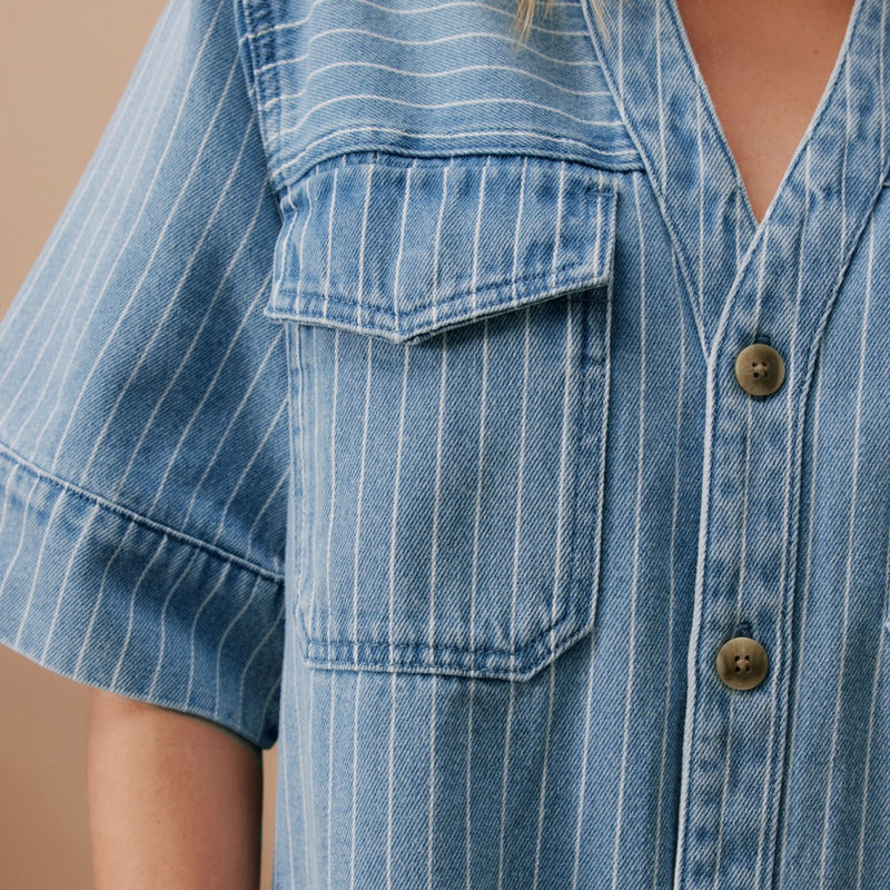 Sammy Denim Dress (Indigo Stripe)