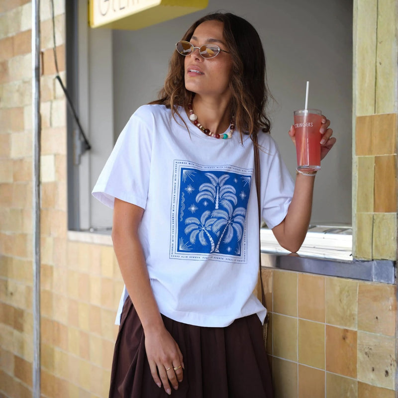 Ceres Stevie Slouchy Tee (Palm Scarf Print)