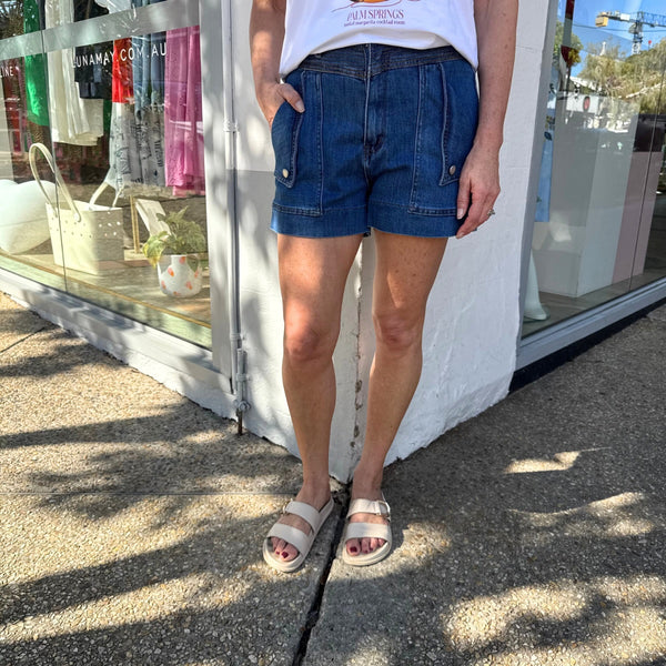 Lenny Denim Shorts (Dark Blue)