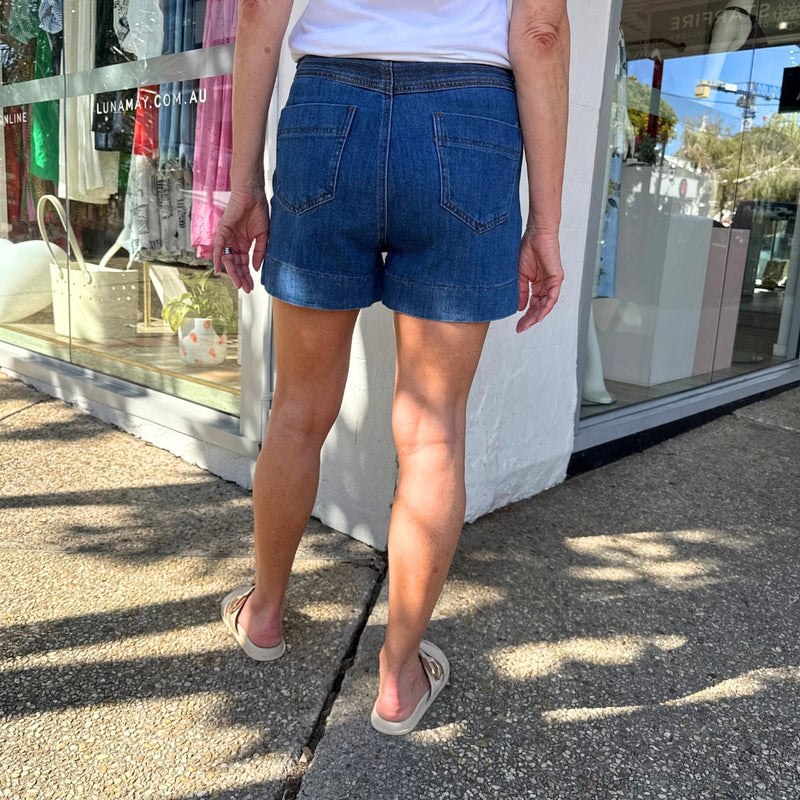 Lenny Denim Shorts (Dark Blue)