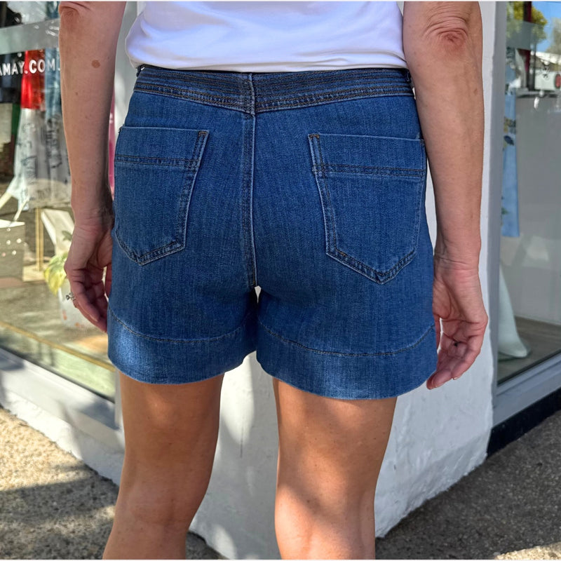 Lenny Denim Shorts (Dark Blue)