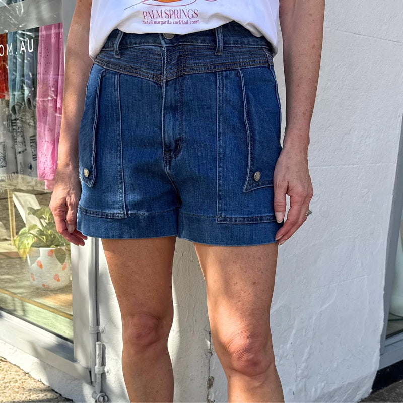 Lenny Denim Shorts (Dark Blue)