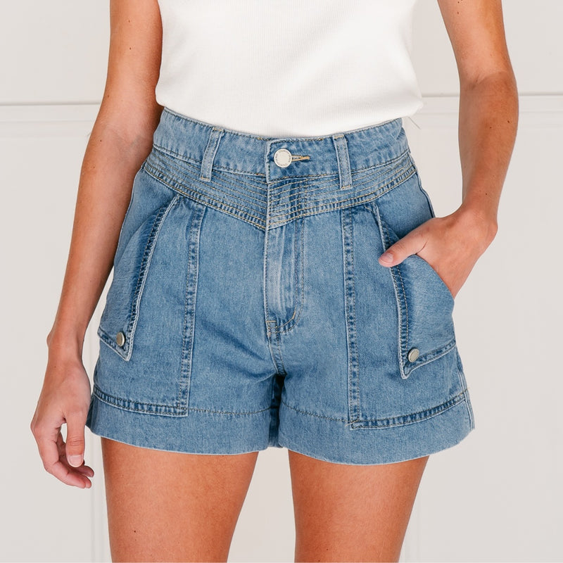 Lenny Denim Shorts (Light Blue)