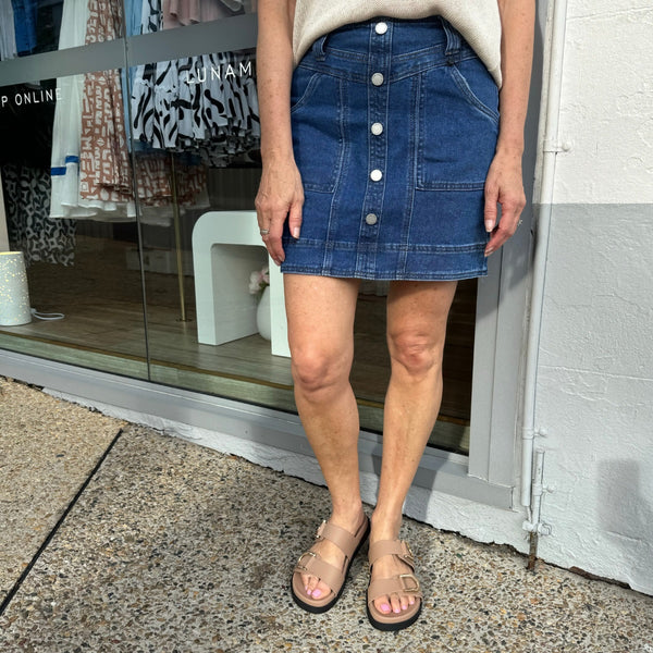 Storm Denim Skirt (Mid Blue)