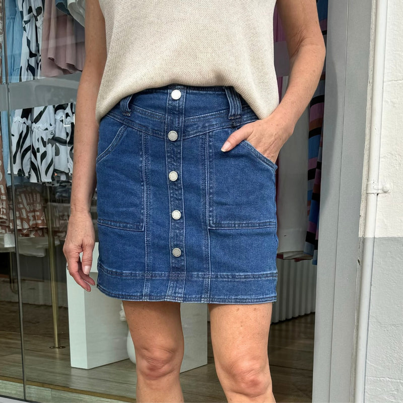 Storm Denim Skirt (Mid Blue)