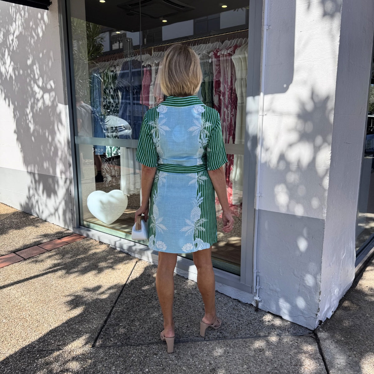 Ebby & I Bellini Blue Green Shirt Dress – LUNAMAY