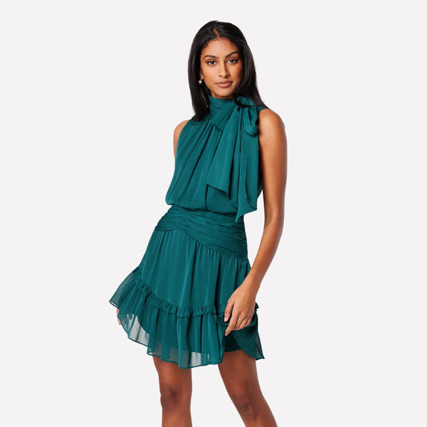 The dress is in a beautiful forest green colour