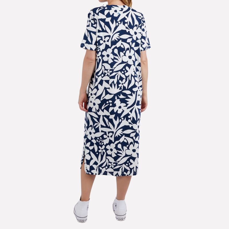 Elm Stencil Tee Dress (Navy)