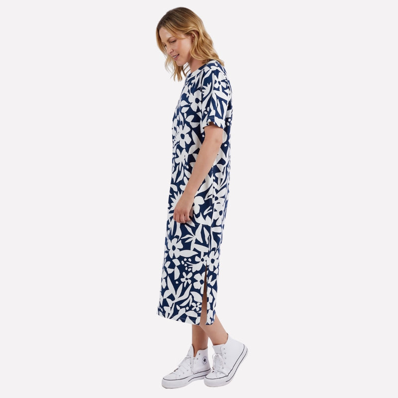 Elm Stencil Tee Dress (Navy)